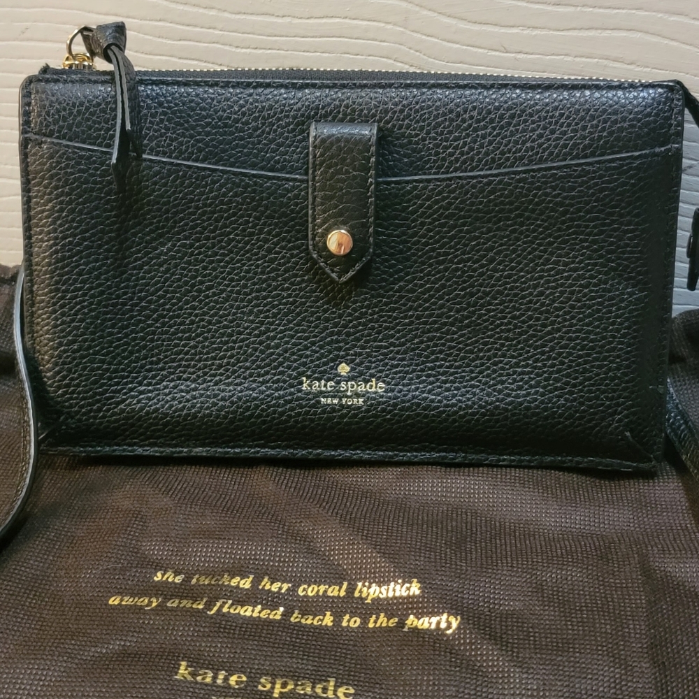 Kate Spade Jackson Wallet Crossbody Black Leather Bag